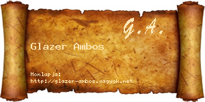 Glazer Ambos névjegykártya